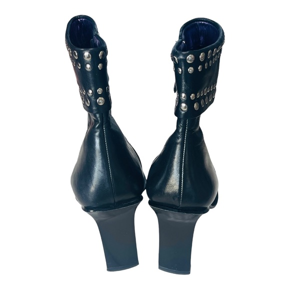 Enzo Angiolini Black Leather Boots with Silver Studs - Picture 4 of 9